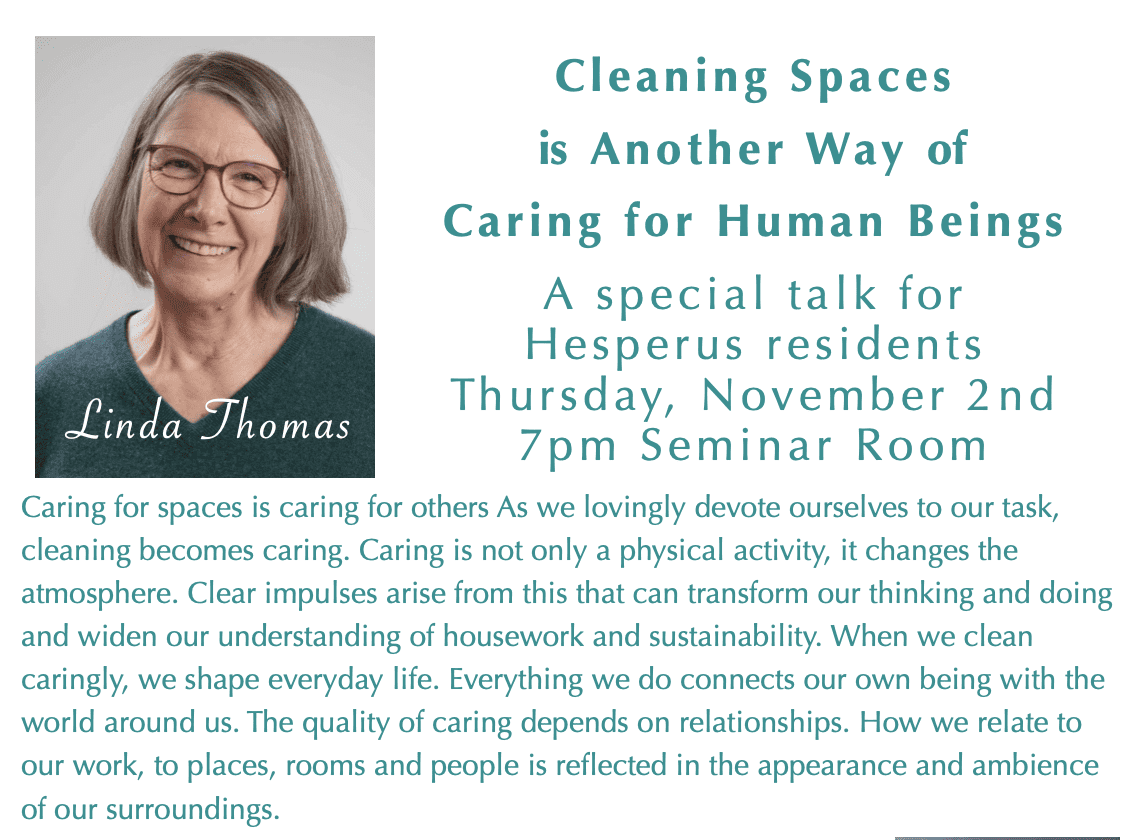 Cleaning spaces is another way of caring for human beings